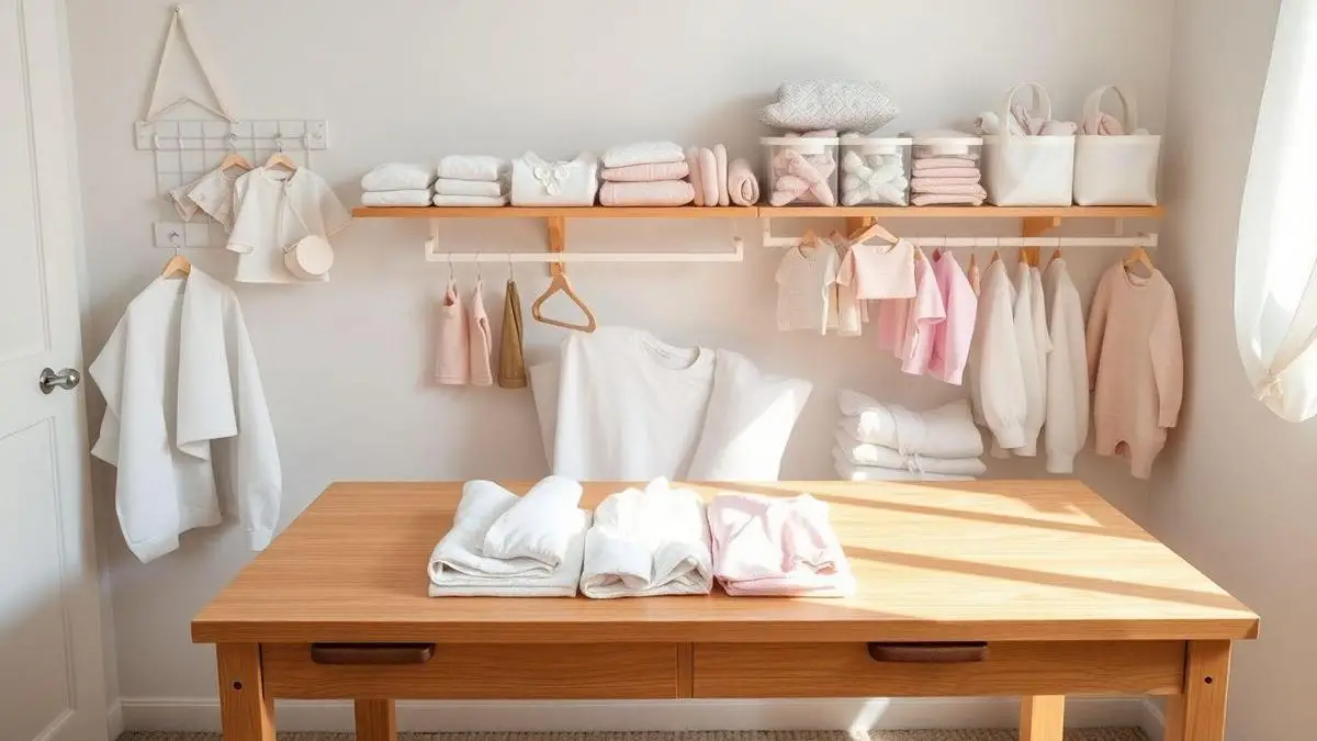 Dicas de armazenamento de fraldas e roupas para facilitar a troca e o dia a dia